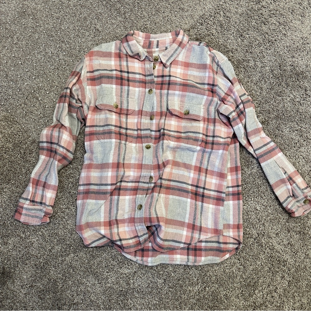American Eagle Outfitters Plaid Shirt - Pink and Gray